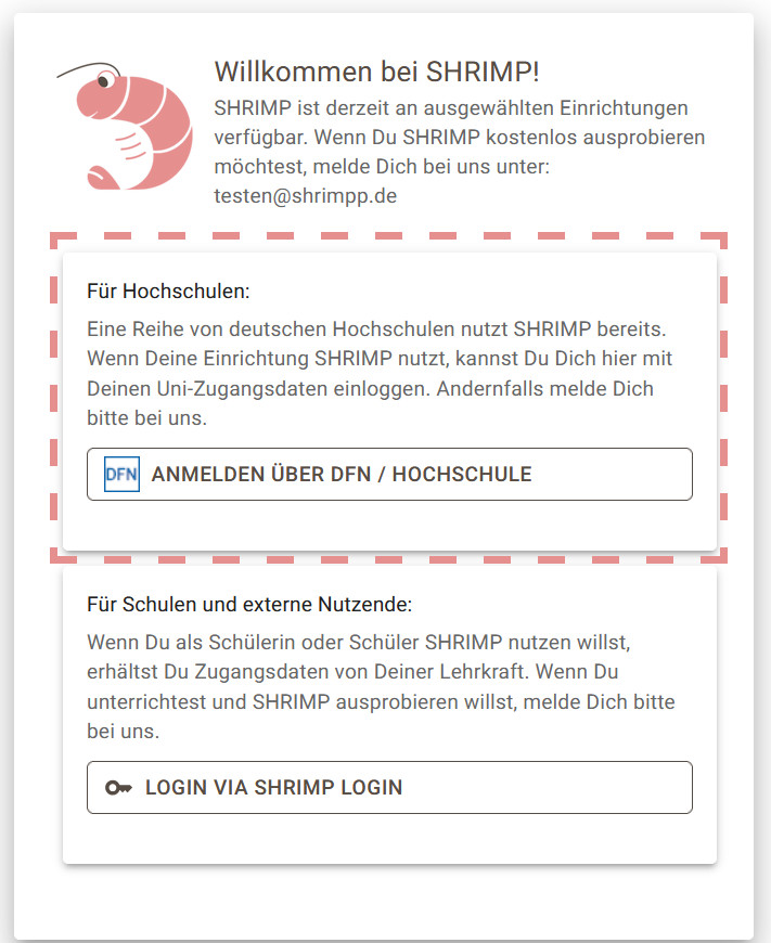 Login für Hochschulen